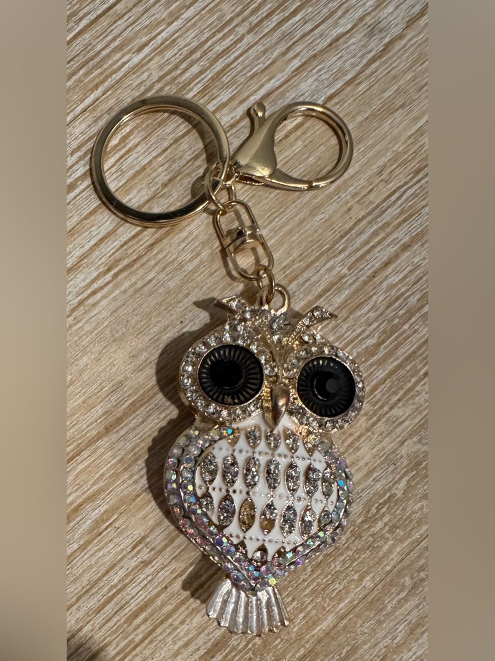 Sparkling Owl Gold-Tone Keychain
